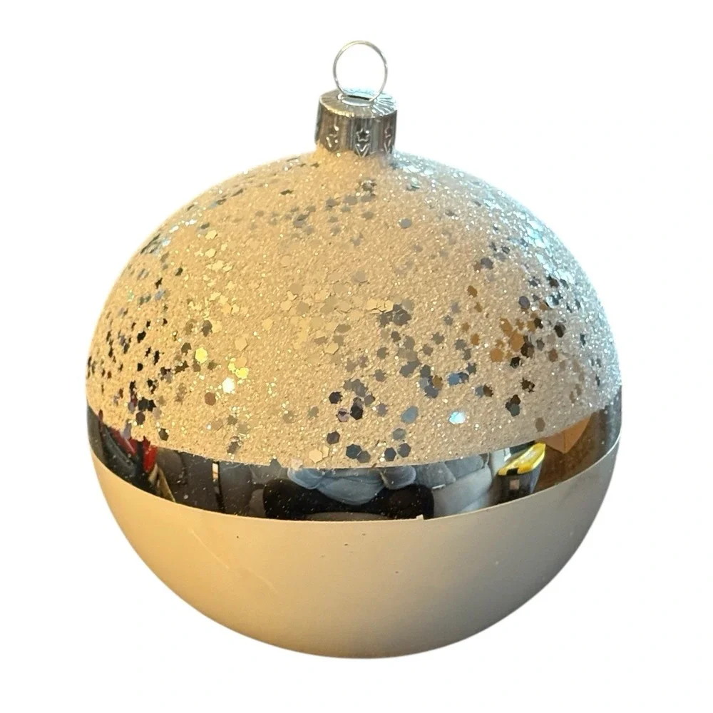 VITBIS Christmas Ornaments White & Silver Frosted‎ Glitter Handcrafted In Poland